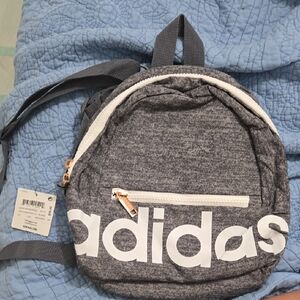 Adidas Heathered Gray Mini Backpack with White Logo